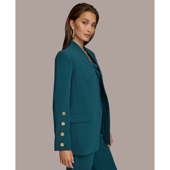 Donna Karan New York Women's Button Sleeve Blazer Green Size 0 MSRP $169 - Picture 4 of 5